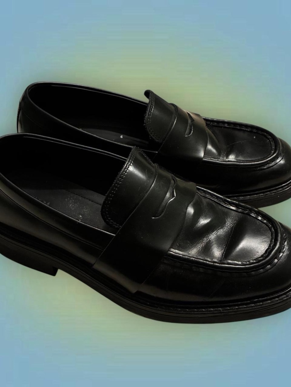 Zara Black Leather Penny Loafers - Men's Slip-On Dress Shoes